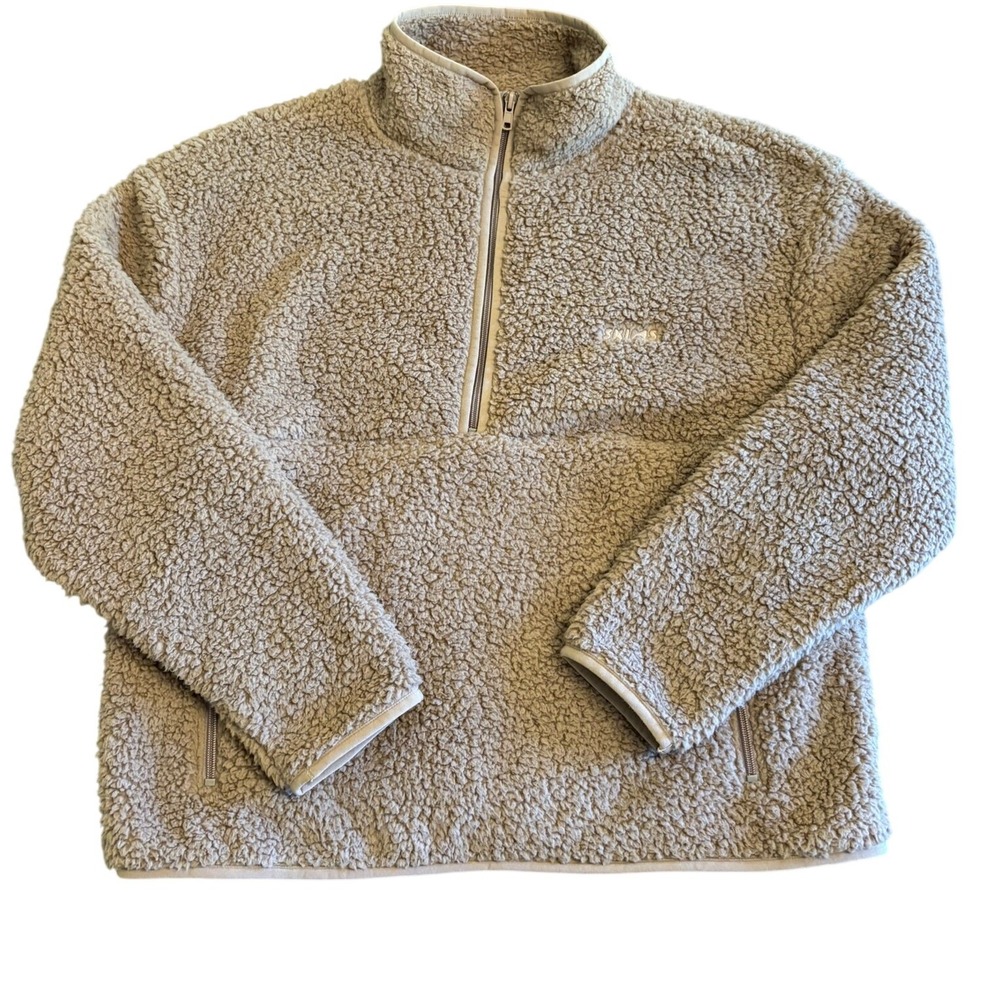 SKIMS Teddy Quarter Zip Pullover Womens Medium Tan Sherpa Fleece Jacket